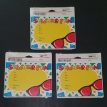 NEW 3 Packs Summer Fun Invitations Lot (8 Cards/Envelopes Per Pk) Sunglasses Sun - £11.88 GBP