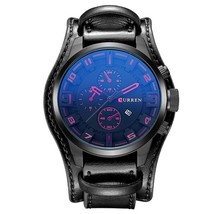 CURREN New Men Fashion Watches Men's Army Leather Sports Wrist Watch Male Milita - $40.95