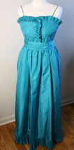 Vintage AJ Bari 6 Green Mermaid Dress Prom Formal Pleat Ruffle Pockets - £25.26 GBP