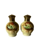 Mid century Ceramic round beige salt pepper shakers featuring Fruit vint... - $11.95