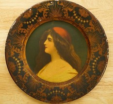 Antique Vienna Art Plate Docorative Metal 1905 Female Gypsy Long Hair Re... - $830.19 MXN