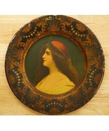 Antique Vienna Art Plate Docorative Metal 1905 Female Gypsy Long Hair Re... - $61.55 CAD