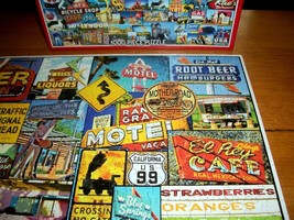 Jigsaw Puzzle 1000 Pcs Roadside America USA Landmarks Signs Collage Art Complete - $14.84