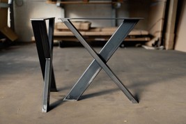 X-Shaped Metal Table Base - Custom Made In U.S.A , Handmade Table Legs - £206.99 GBP