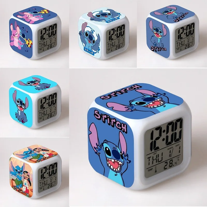 Lilo&amp;Stitch Cartoon Disney Stitch Alarm Clock Children&#39;s Gift Color-changing - £12.62 GBP