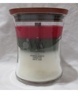 Yankee WoodWick Hourglass Candle Jar 9.7 oz WINTER GARLAND TRILOGY crackles - $45.64 CAD