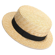 New Men’s Straw Boater Black Band Fedora Dress Hat (Size 56-58CM) - £18.66 GBP