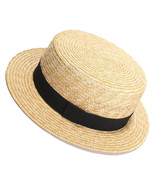 New Men’s Straw Boater Black Band Fedora Dress Hat (Size 56-58CM) - £18.69 GBP