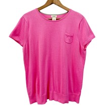 L.L. Bean Women&#39;s XL Short Sleeve Sweater Bubble Gum Pink Cap Sleeve 100% Cotton - £15.38 GBP