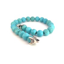 David Yurman Authentic Estate Turquoise Prayer Bead Bracelet 8.5&quot; Silver... - $246.51