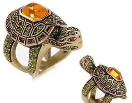 Heidi Daus Slow Poke Turtle Crystal Ring size 6 - £43.34 GBP