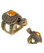 Heidi Daus Slow Poke Turtle Crystal Ring size 6 - £44.23 GBP