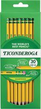 Ticonderoga Wood-Cased Pencils, Pre-Sharpened, 2 HB Soft, Yellow, 30 Count - $4.99
