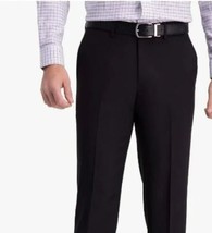 NWT Haggar Stretch Straight Slim Premium Comfort Flat Front Black Pant Men 33x32 - £23.79 GBP