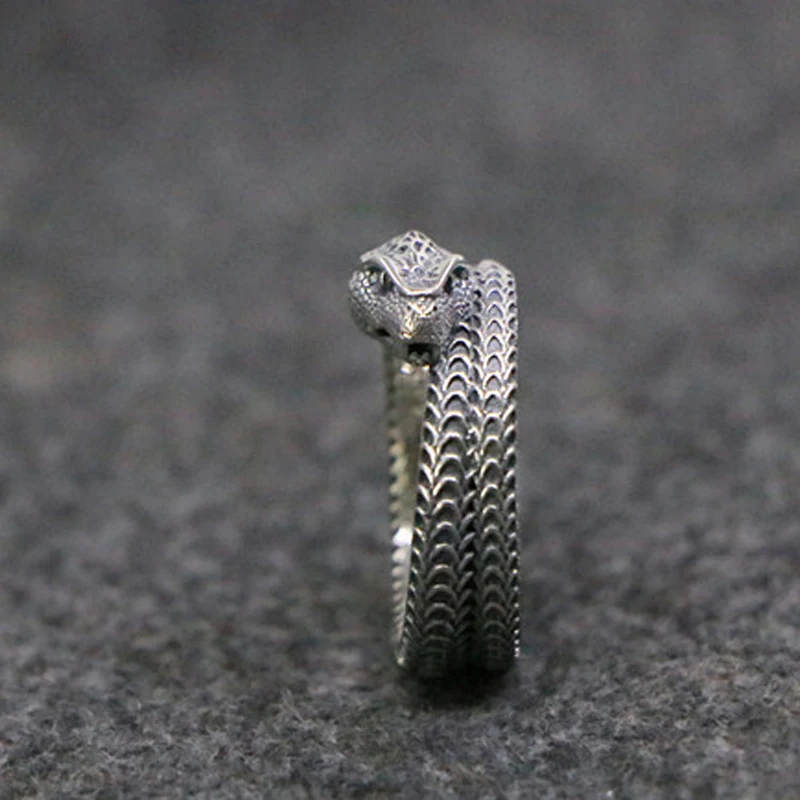 925 Sterling Silver Men&#39;s Snake Punk Vintage Thai Ring Jewelry A5658 - £52.66 GBP