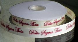 Delta Sigma Theta Sorority Text Inspired Cream and Crimson Grosgrain Ribbon  - £8.03 GBP