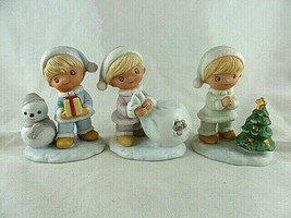 Christmas figurines Elf Children in the snow 5613 Homco Home Interior 3 5/8 inch - £11.86 GBP
