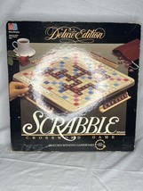 Scrabble Deluxe Edition Rotating Turntable M 1989 #4034 Mahogany Tiles READ - $40.00
