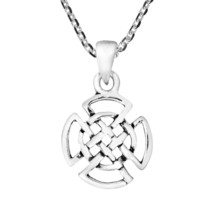 Beautiful Quaternary Celtic Knot Sterling Silver Pendant Necklace - £10.75 GBP