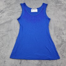In Joy Clothing Shirt Womens XS Blue Beaded Sleeveless Scoop Neck Tank Top - £17.87 GBP