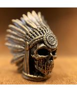 Brass EDC Knife Bead, Tribal Chief Skull Lanyard Charm - $12.99