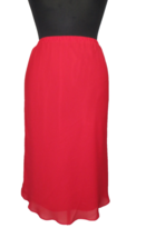 Vintage Koret Women&#39;s Red Georgette Pull On Dressy Midi Skirt, Lined, Si... - £23.46 GBP