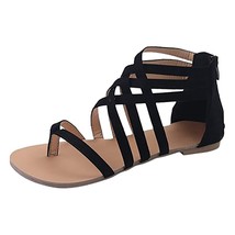 Ladies Floral Flat Sandals With Zipper Women Roman Clip-Toe Slippers Summer Beac - £27.99 GBP