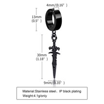 Clip earrings for men women black stainless steel ear accessory gothic rock hiphop hoop thumb200