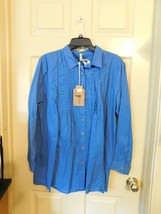 Creative Co-op Embellish Dark Royal Blue Blue l/s Shirt NWT $79 L - £9.63 GBP
