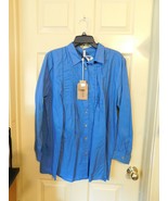 Creative Co-op Embellish Dark Royal Blue Blue l/s Shirt NWT $79 L - £8.64 GBP