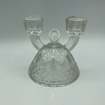 Imperial Glass Diamond Thumbprint Double Candlestick Taper Candle Holder Vintage - £12.74 GBP
