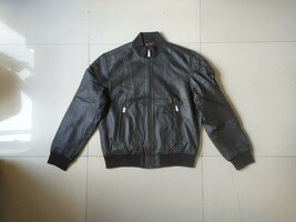 D.A.R.K Men&#39;s Leather Bomber Jacket $199 WORLDWIDE SHIPPING FAT 0260 - $119.46