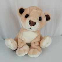 Goffa Plush Sitting Lion Cub Baby Stuffed Animal Brown Tail Ears 10.5&quot; - £11.60 GBP