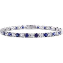 Tangelo 14CT Blue and White Sapphire Sterling Silver Tennis Bracelet - £119.57 GBP