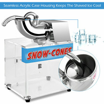 Electric Snow Cone Machine Ice Shaver Maker Shaving Crusher Dual Blades Silver - £309.46 GBP