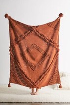 Rusty Orange Mud Cloth Cotton Home Decor Jeter des couvertures tuftées... - £45.93 GBP