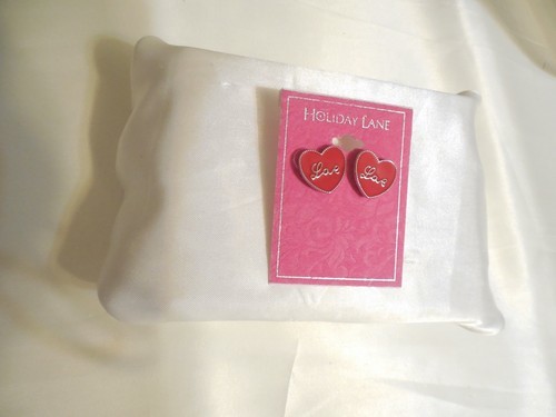Holiday Lane Silver-Tone Love Heart Stud Earrings L878 - £7.21 GBP