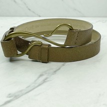 Coldwater Creek Gold Genuine Leather Hook Buckle Belt Size Small S Medium M - £12.65 GBP