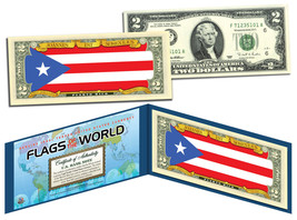 PUERTO RICO - Flags of the World Genuine Legal Tender U.S. $2 Bill Currency - $14.92