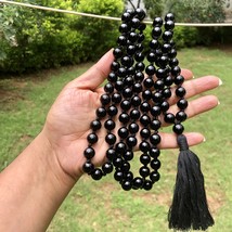 10 mm Rnd 108+1 Beads 50&quot; Natural Black Onyx Jaap Rosario, Japa Mala Energizado - £35.76 GBP