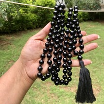 10 mm Rnd 108+1 Beads 50&quot; Natural Black Onyx Jaap Rosario, Japa Mala Ene... - £35.63 GBP