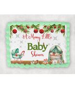 10" by 8" Christmas Merry Little Baby Shower Themed Edible Image Cake Topper, Fr - $17.47
