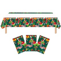 4 Pack Party Tablecloths, Christmas Disposable Plastic Rectangle Table Covers Fo - $20.99