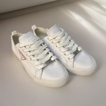 Guess Catching Tennis Shoes Sneakers Lace Up White Red Triangle Logo Womens 7 US - $19.60