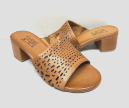 MIZ MOOZ WOMEN&#39;S   LEATHER SLIP ON HEELED SANDALS BRANDY 37EU / 7US  # A-70 - $79.15
