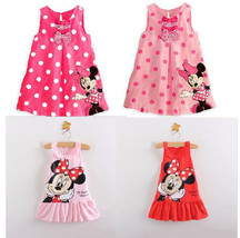 Baby Girls Toddle Minnie Mouse Cartoon Tops Summer Clothes Kids Party Dress 1-5Y - £8.81 GBP