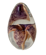 VINTAGE Glass Eye Studio Pink Lily Paperweight 3&quot; Egg Shape Glass GES 99 - $40.51 CAD