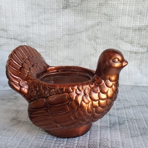 Turkey Planter, Copper color ceramic, Thanksgiving decor, bird succulent pot image 3