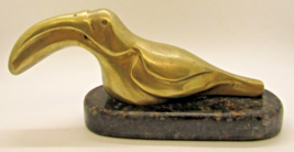 Mid-Century Modern Solid Brass Toucan Sculpture on Marble Base  - £157.96 GBP
