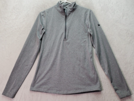 Nike Pro Activewear Shirt Womens Large Gray Dri Fit Long Sleeve Quarter Zip Logo - £16.92 GBP